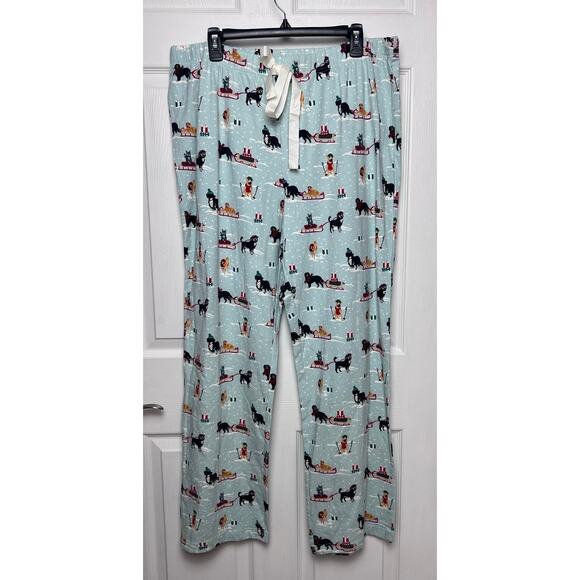 Lands' End Women's Christmas Pajama Sleep Drawstring Pants Dogs Puppy Size XL - Picture 1 of 6